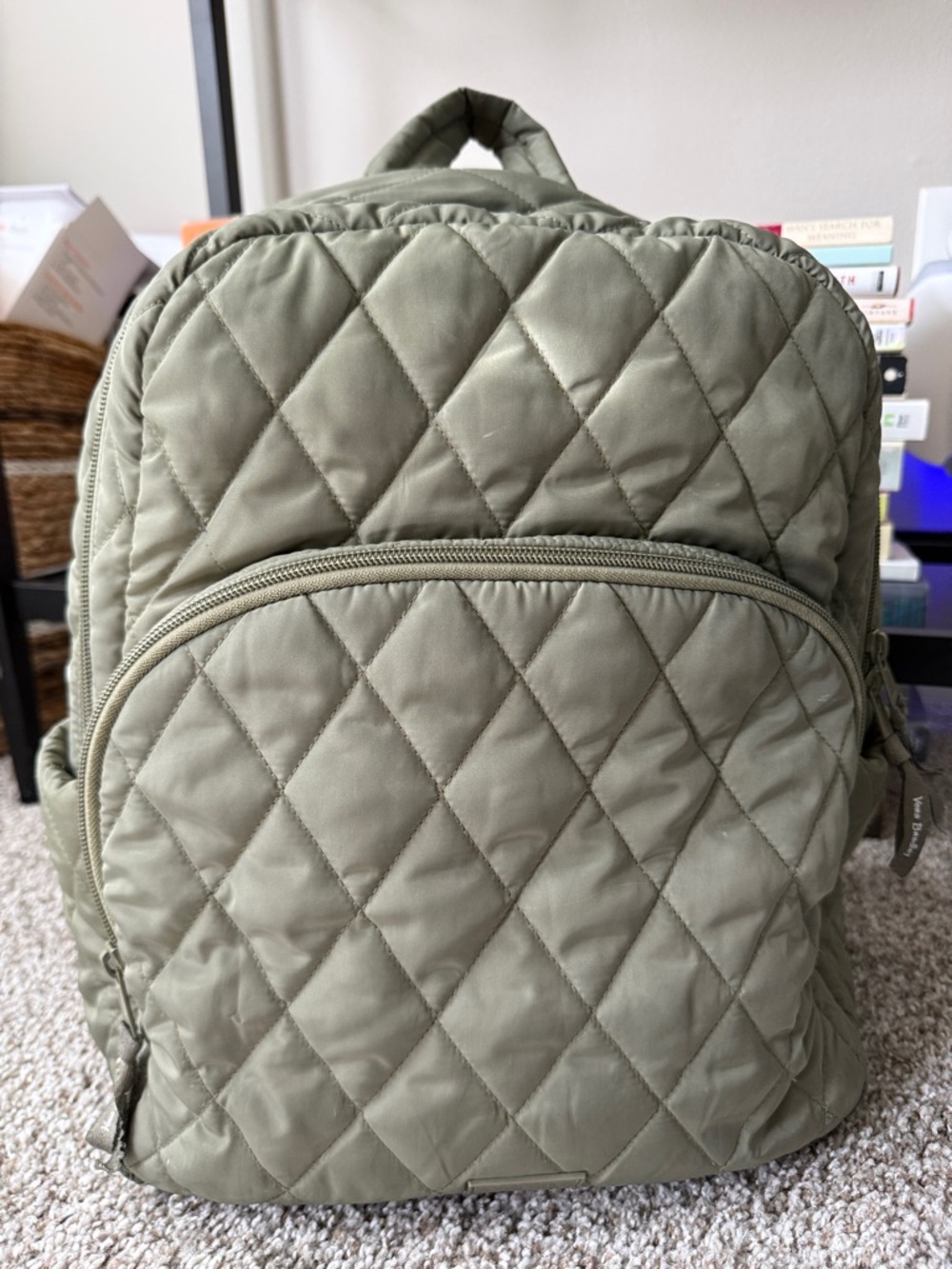 Vera Bradley Quilted Olive Green Backpack